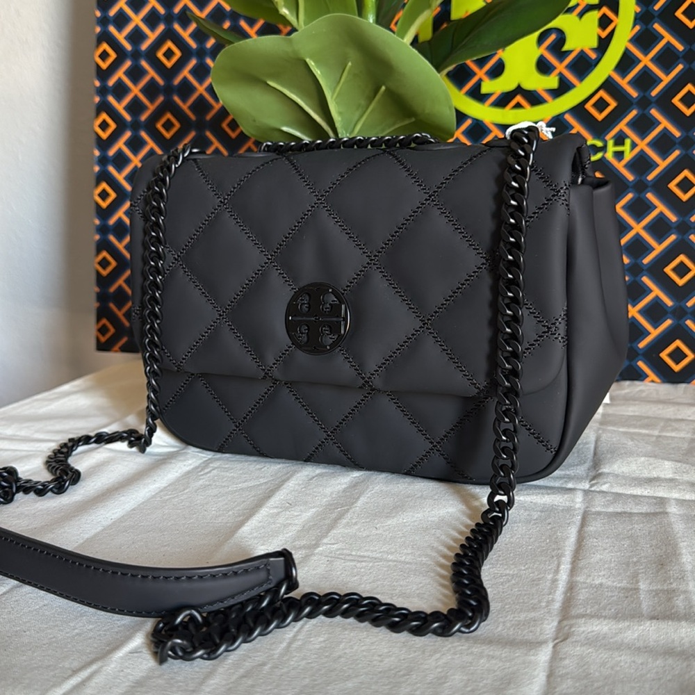 NWT , Tory Burch willa matte small shoulder Black Crossbody Bag